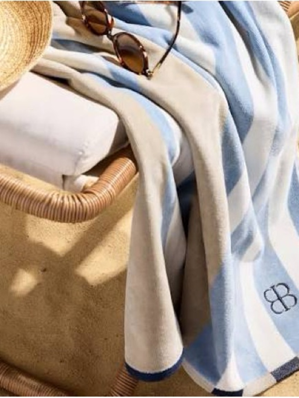 Boll & Branch Hydrangea Harbor Stripe beach towel 🏝️